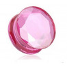 Plug en verre pyrex rose évasé taillé en facette couleur