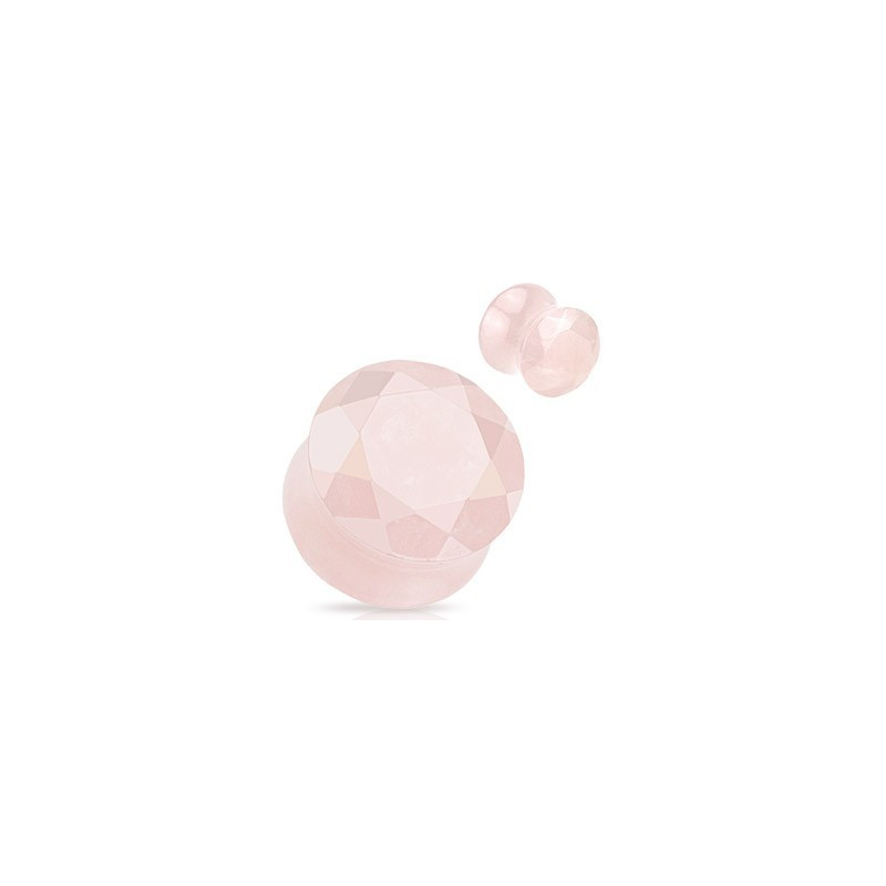 Plug en quartz rose taillé en facette plug écarteur d'oreille en pierre semi-précieuse pas cher