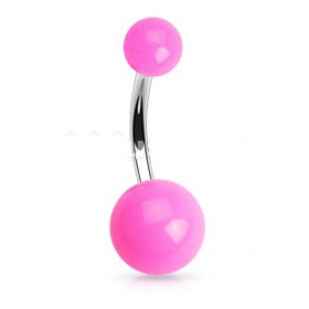 Piercing de nombril barre en titane bille en acrylique de couleur rose fluo pas cher