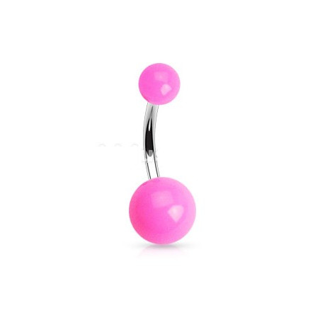 Piercing de nombril barre en titane bille en acrylique de couleur rose fluo pas cher