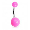 Piercing de nombril barre en titane bille en acrylique de couleur rose fluo pas cher