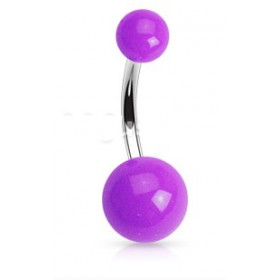 Piercing de nombril barre en titane bille en acrylique de couleur violet fluo pas cher