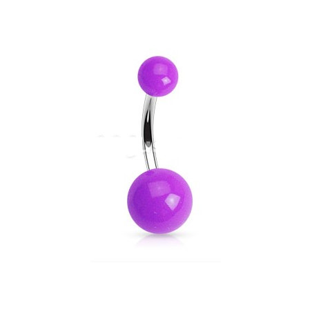 Piercing de nombril barre en titane bille en acrylique de couleur violet fluo pas cher