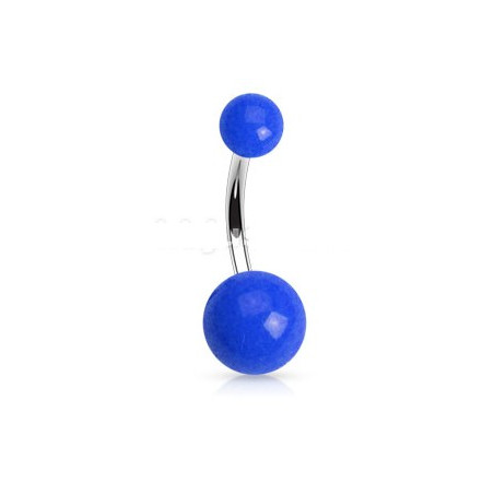 Piercing de nombril barre en titane bille en acrylique de couleur bleu fluo pas cher