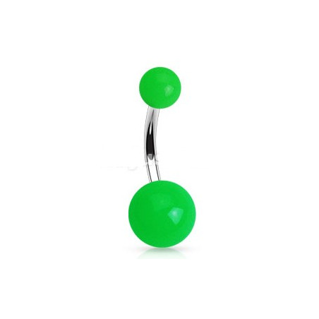 Piercing de nombril barre en titane bille en acrylique de couleur vert fluo pas cher