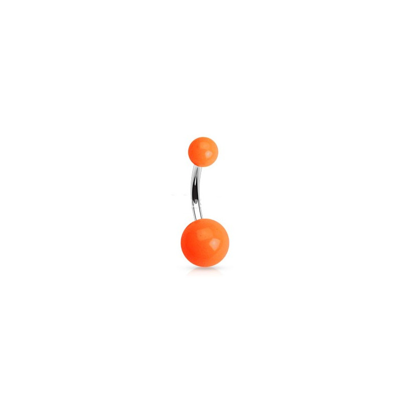 Piercing de nombril barre en titane bille en acrylique de couleur orange fluo pas cher
