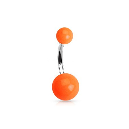 Piercing de nombril barre en titane bille en acrylique de couleur orange fluo pas cher