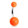 Piercing de nombril barre en titane bille en acrylique de couleur orange fluo pas cher