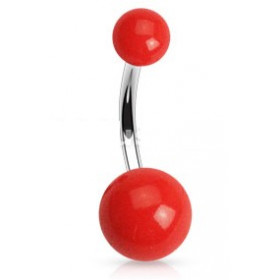 Piercing de nombril barre en titane bille en acrylique de couleur rouge fluo pas cher