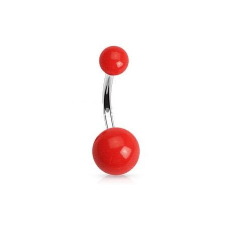 Piercing de nombril barre en titane bille en acrylique de couleur rouge fluo pas cher