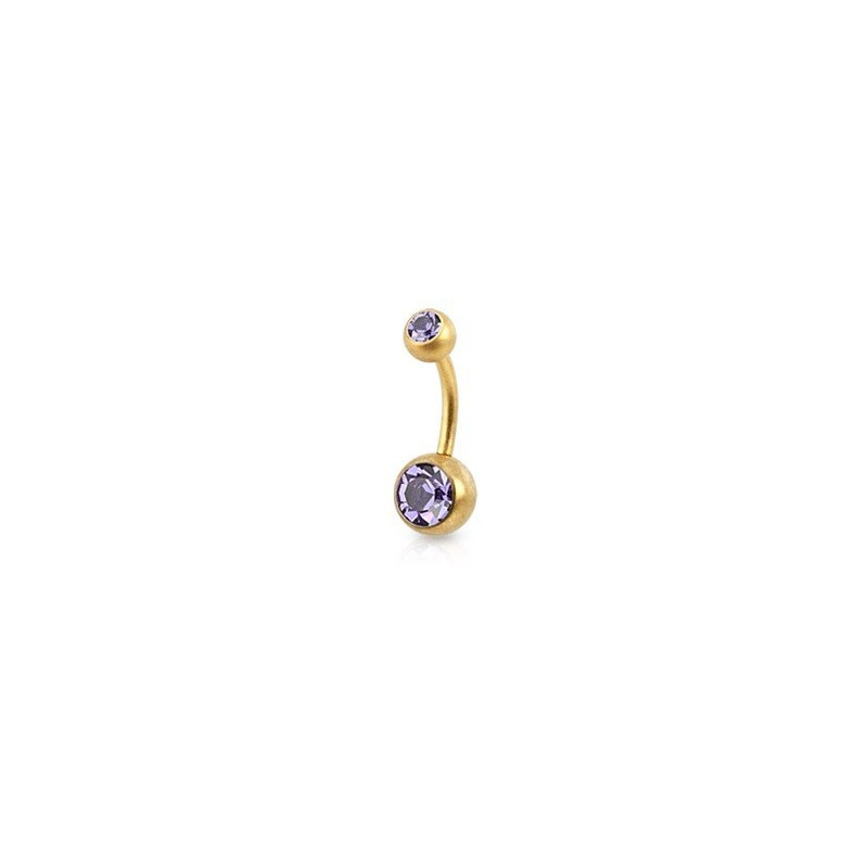 Piercing nombril simple en Acier chirurgical 316L doré mat cristal couleur lavande