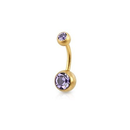 Piercing nombril simple en Acier chirurgical 316L doré mat cristal couleur lavande