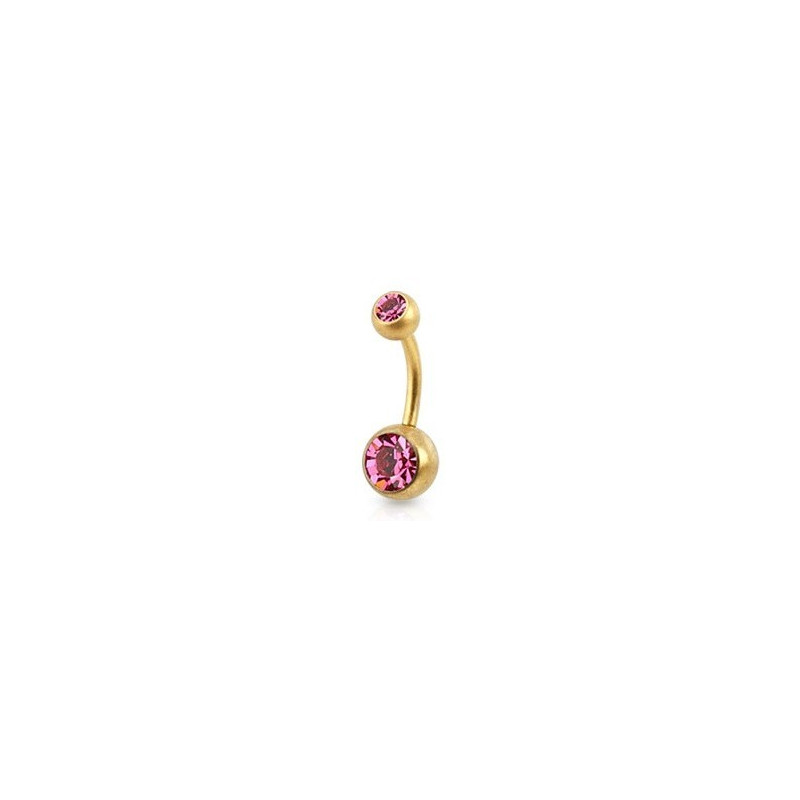 Piercing nombril simple en Acier chirurgical 316L doré mat cristal couleur orse