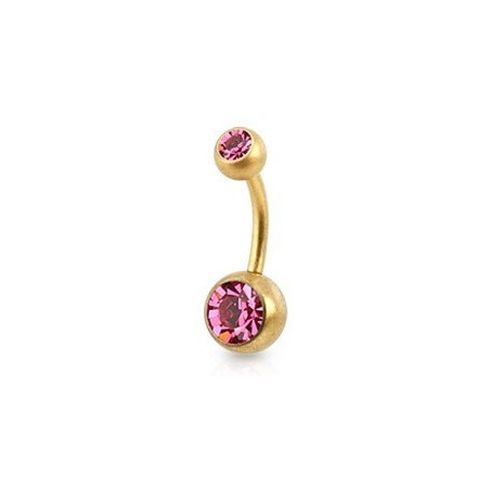 Piercing nombril simple en Acier chirurgical 316L doré mat cristal couleur orse