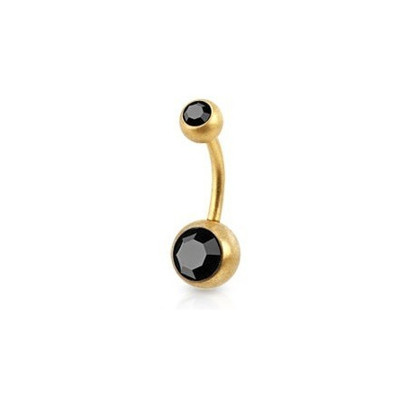 Piercing nombril simple en Acier chirurgical 316L doré mat cristal noir