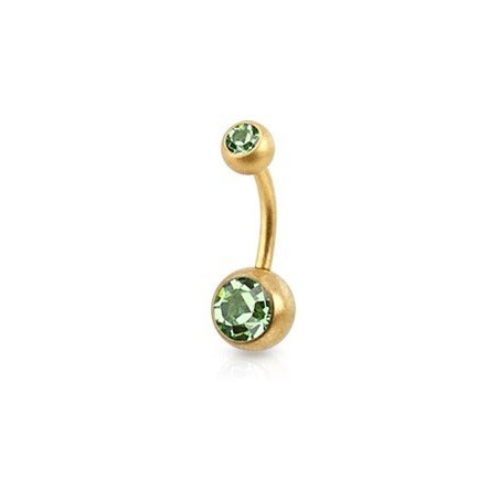 Piercing nombril simple en Acier chirurgical 316L doré mat cristal couleur vert