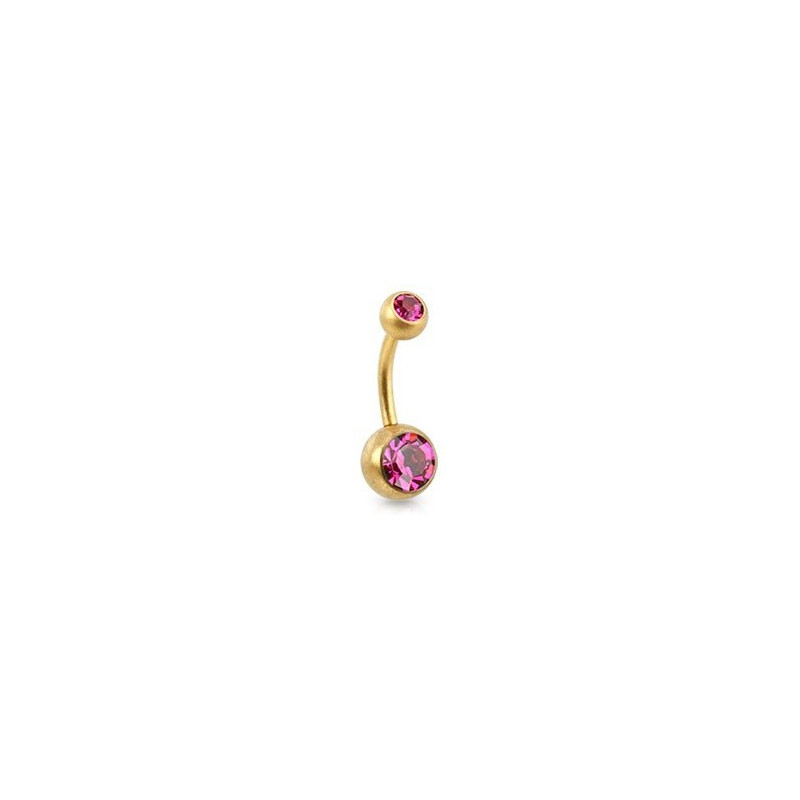 Piercing nombril simple en Acier chirurgical 316L doré mat cristal couleur rose fushia