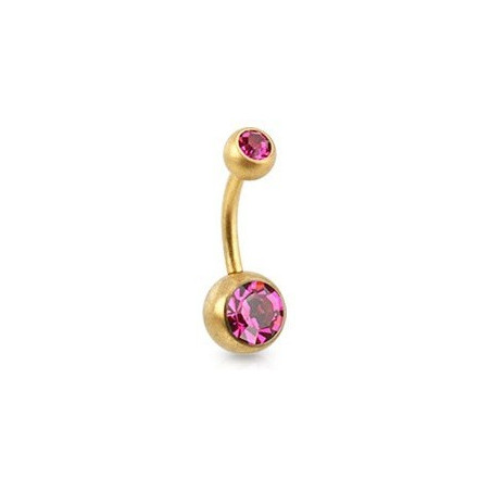 Piercing nombril simple en Acier chirurgical 316L doré mat cristal couleur rose fushia