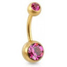 Piercing nombril simple en Acier chirurgical 316L doré mat cristal couleur rose fushia