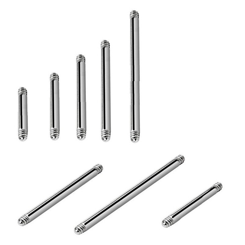 Barre de piercing barbell pour langue et téton en titane acier 1.6 mm de diamètre pas cher