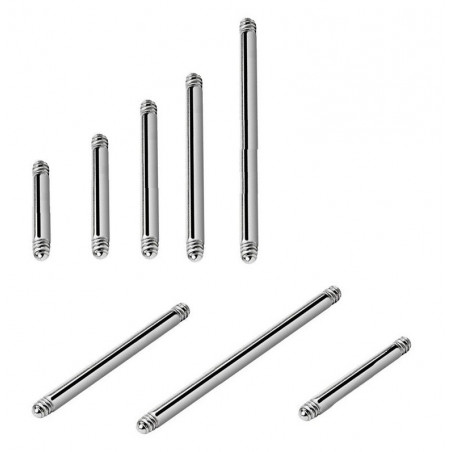 Barre de piercing barbell pour langue et téton en titane acier 1.6 mm de diamètre pas cher