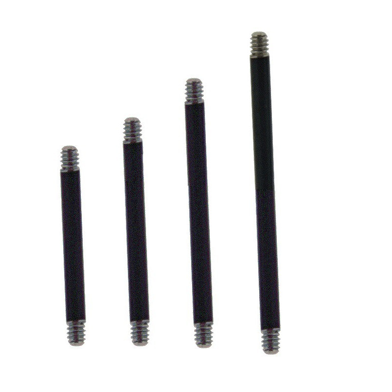 Barre de piercing barbell pour langue et téton en titane blackline anodisé de couleur noir1.6 mm de diamètre pas cher