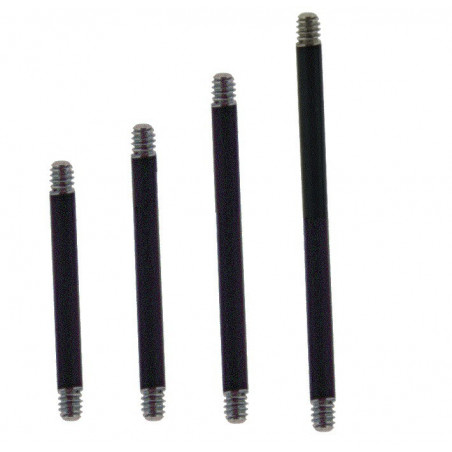 Barre de piercing barbell pour langue et téton en titane blackline anodisé de couleur noir1.6 mm de diamètre pas cher