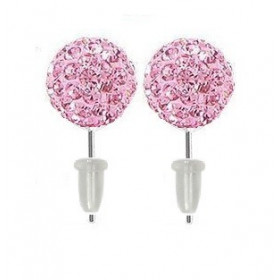 Boucle d'oreille en acier chirurgical boule multi cristaux cristal de couleur Rose