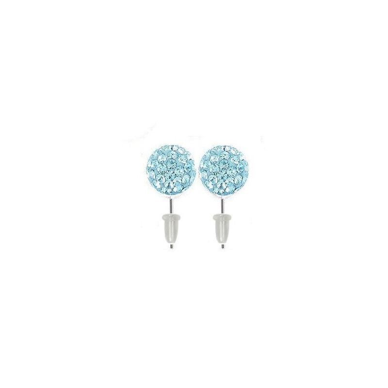 Boucle d'oreille boule multi cristaux cristal de couleur bleu turquoise