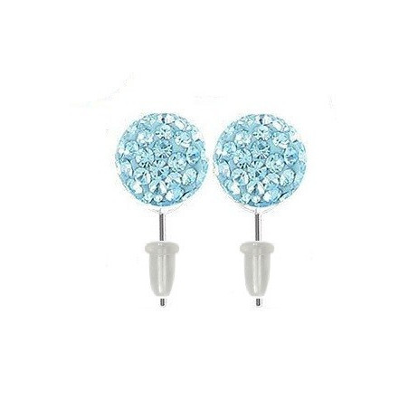 Boucle d'oreille boule multi cristaux cristal de couleur bleu turquoise