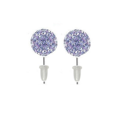 Boucle d'oreille en acier chirurgical boule cristal Violet 