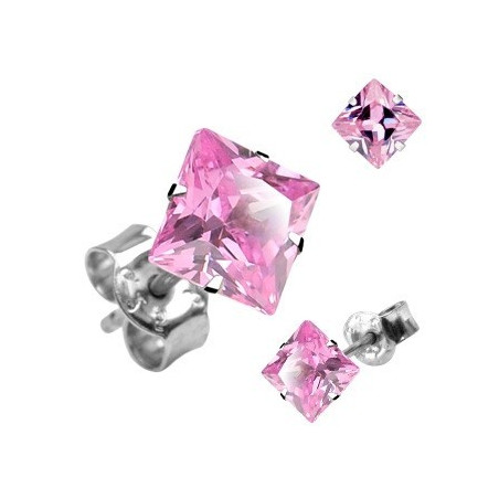 Boucle d'Oreille en acier chirurgical inoxydable Carré cristal Rose pas cher