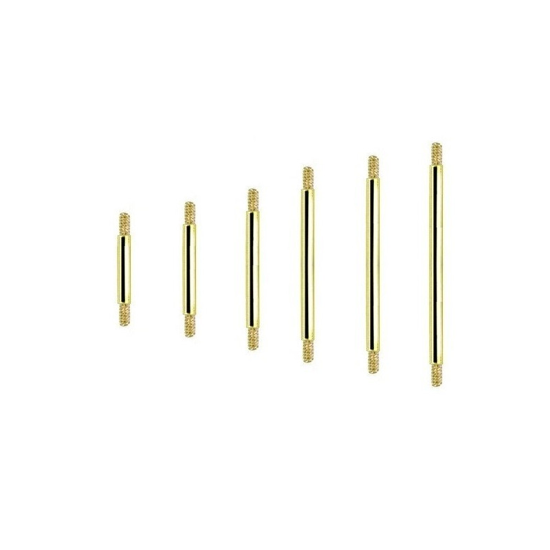 Barre de piercing barbell pour langue et téton en titane anodisé doré 1.6 mm de diamètre pas cher