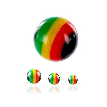 Bille de piercing UV acrylique rasta 1.6 mm couleur vert jaune rouge jamaique bob marley pas cher