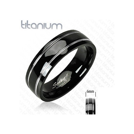 Bague pour femme en titane noir double double bande acier pas cher