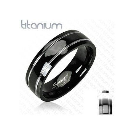 Bague pour homme en titane noir double double bande acier pas cher bijoux acier homme