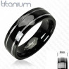 Bague pour homme en titane noir double double bande acier pas cher bijoux acier homme