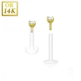 Piercing Labret BioFlex grif en cristal de couleur blanc 2.5mm 14 cartas