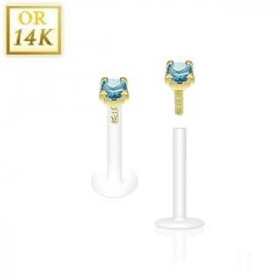 Piercing Labret BioFlex grif en cristal de couleur bleu turquoise 2.5mm 14 cartas