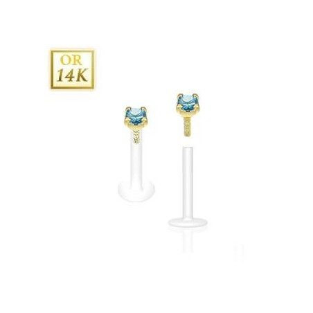 Piercing Labret BioFlex grif en cristal de couleur bleu turquoise 2.5mm 14 cartas