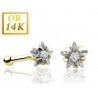 Piercing nez tige droite en or jaune 14 carats cristal étoile blanc