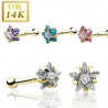 Piercing nez tige droite en or jaune 14 carats cristal étoile blanc pas cher