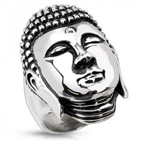 Bague homme tête de  Bouddha thailandais en acier Inoxydable