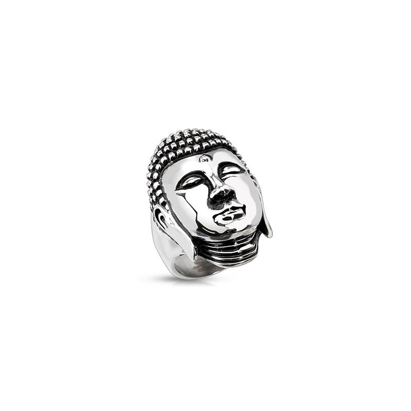 Bague homme tête de  Bouddha thailandais en acier Inoxydable