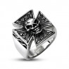 Bague homme en acier inoxydable 316L tête de mort avec croix de Malte bague gothique croix celtique