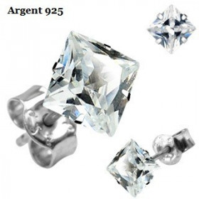 paires de Boucle d'Oreille pour homme en Argent massif 925 cristal Carré