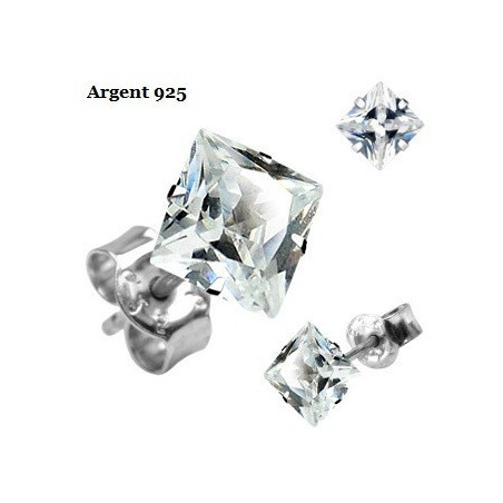 paires de Boucle d'Oreille pour homme en Argent massif 925 cristal Carré