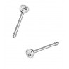 Piercing stud nez tige droite en acier chirurgical avec cristal de 2 mm couleur blanc