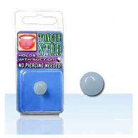 Faux piercing langue fluo Phosphorescent Gris