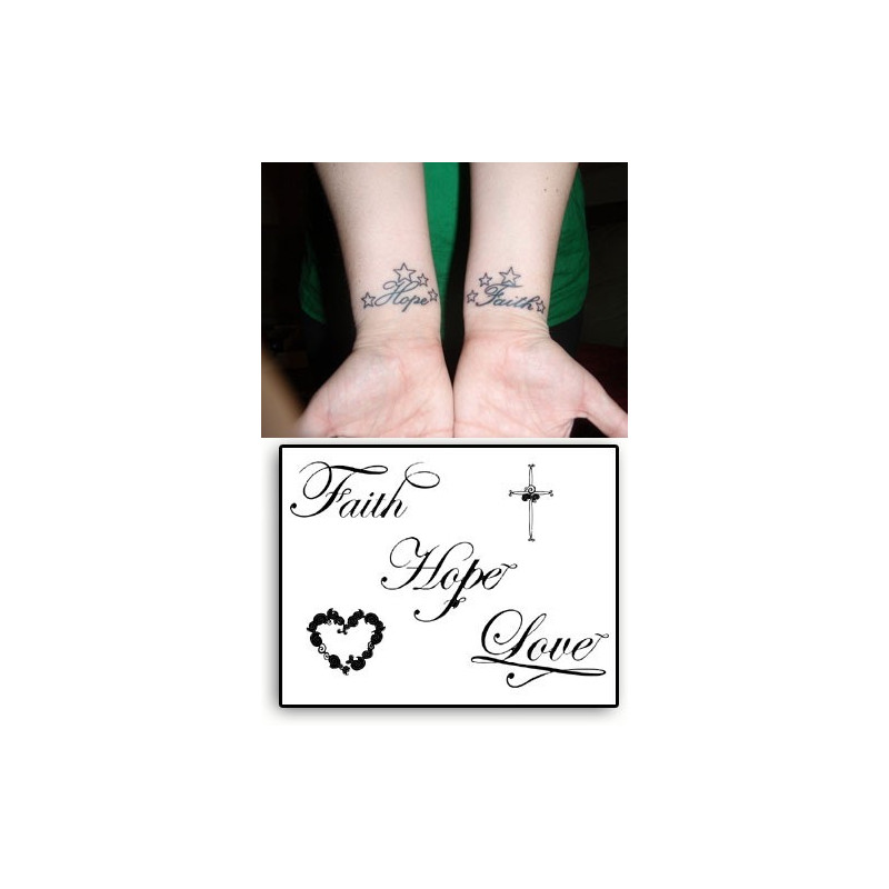 Tatouages Temporaires Faith Hope Love